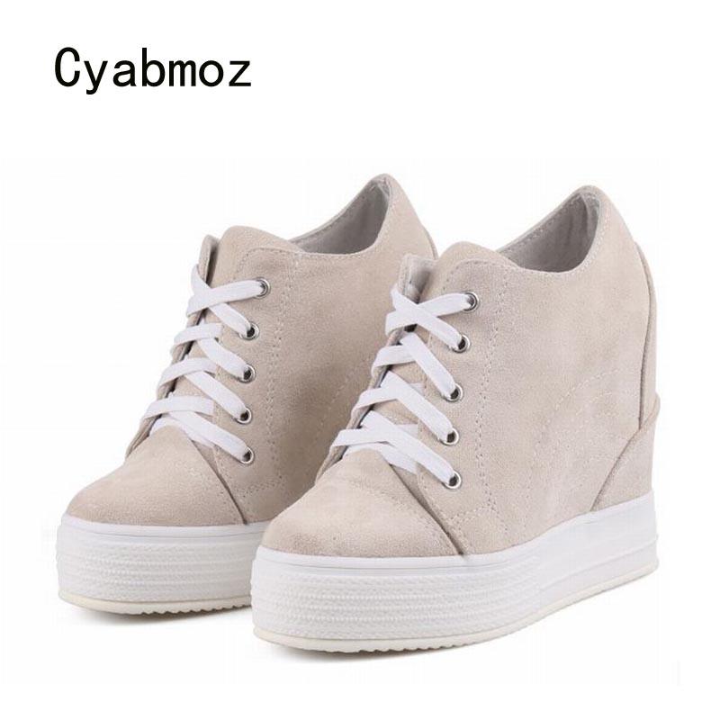 

Dress Shoes Cyabmoz Women Height Increasing Platform Wedge Sexy High Heels Woman Pumps Party Zapatos Mujer Tenis Feminino, Beige