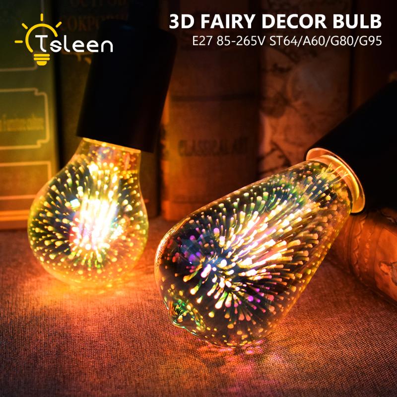 Strings E27 5W LED 3D Decoration Light 85V-265V Novelty RGB Lamp Filament Fireworks Bulb G80/G95/ST64 Fairy Lighting Edison Bulbs
Strings E27 5W LED 3D Decoration Light 85V-265V Novelty RGB Lamp Filament Fireworks Bulb G80/G95/ST64 Fairy Lighting Edison Bulbs