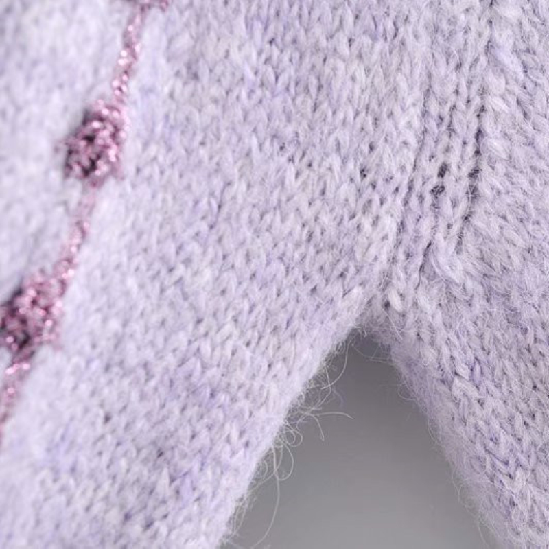 Casual Woman Purple Lace Collar Sweater Fashion Ladies Autumn Lantern Sleeve Knitted Top Female Sweet Embroidery Tops 210515