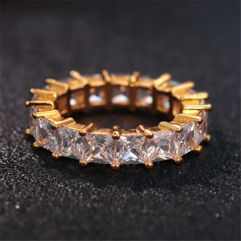 Sparkg Princess Cut Topaz Ring: Sterg Sier, Gold Fill, Wedding Band