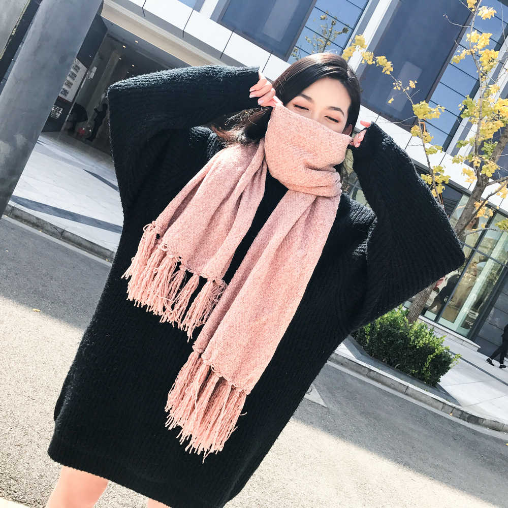 2021 Korean New Versatile Autumn and Winter Women's Knitted Chenille Scarf Student Warm Monochrome Long Tassel
2021 Korean New Versatile Autumn and Winter Women's Knitted Chenille Scarf Student Warm Monochrome Long Tassel