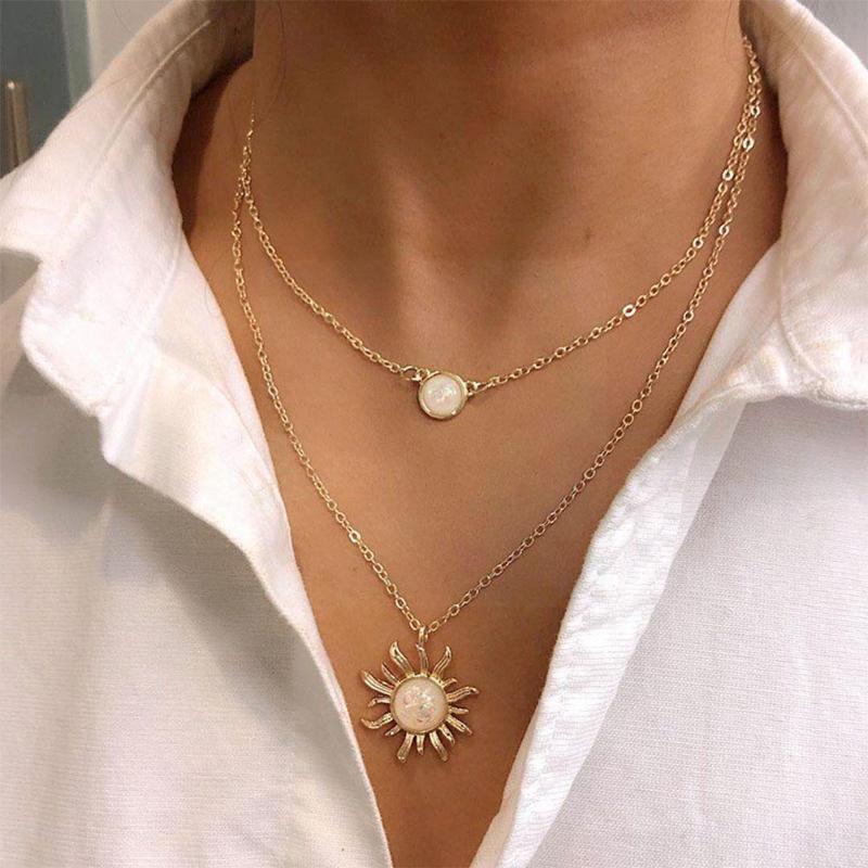 Chains Fashion Multi-layer Sunflower Necklace Pendant Multilayer Gold Sliver Wholesale Jewelry Chain Women Clavicle I7L1, Silver
Chains Fashion Multi-layer Sunflower Necklace Pendant Multilayer Gold Sliver Wholesale Jewelry Chain Women Clavicle I7L1, Silver