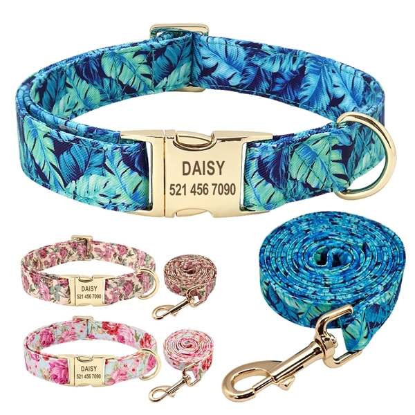 Personalized Floral Dog Collar and Leash Set Custom Small Medium Large Dog Pet ID Collar Lead Flower Print Dog Engraved Collars X0703
Personalized Floral Dog Collar and Leash Set Custom Small Medium Large Dog Pet ID Collar Lead Flower Print Dog Engraved Collars X0703