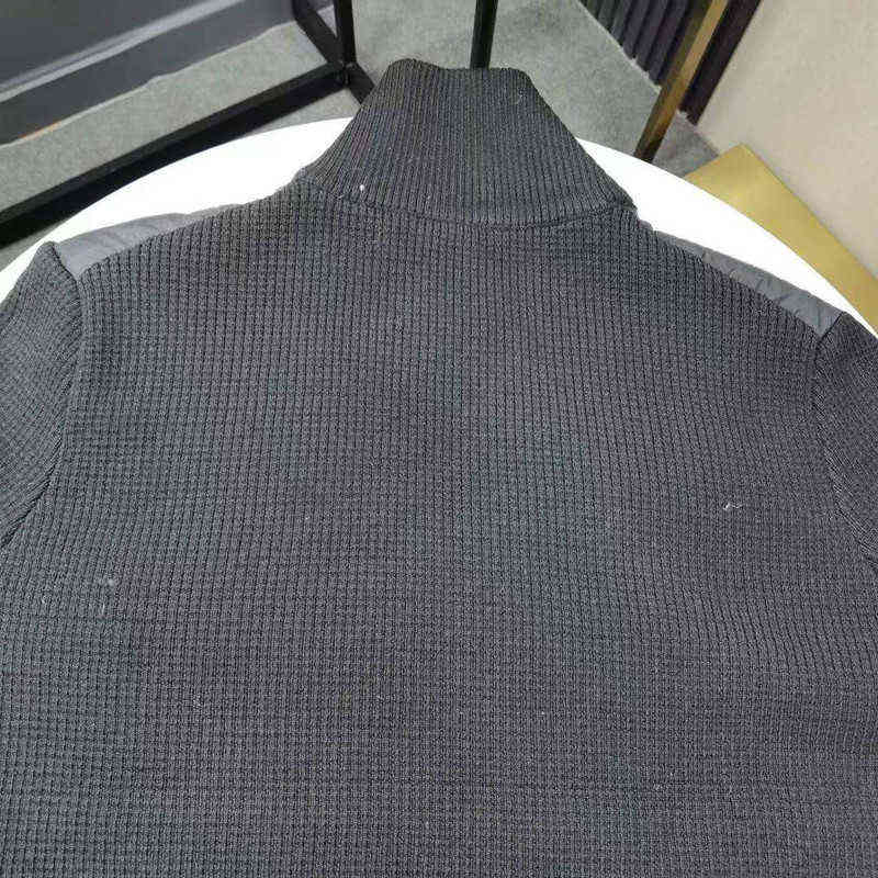 Men's Autumn Winter Wool Blend Knitted Down Jacket Zipper Black White Coat Fashion Casual Male Clothing