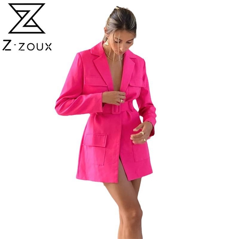 GetSpring Women Blazer Temperament Ladies Suit Long Sleeve Coat With Belt Women's Slim Jacket 210513