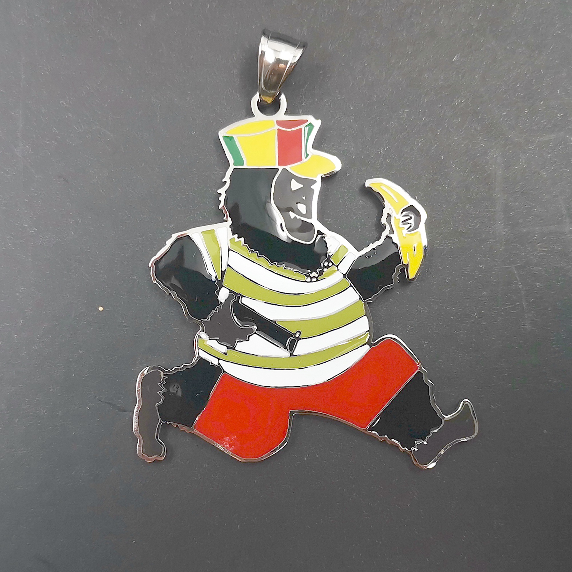 2 inch tall large Ape Boy Charm Pendant for Mens Stainless Steel Cute ICP Fashion Necklace Color free chain 4mm 24''