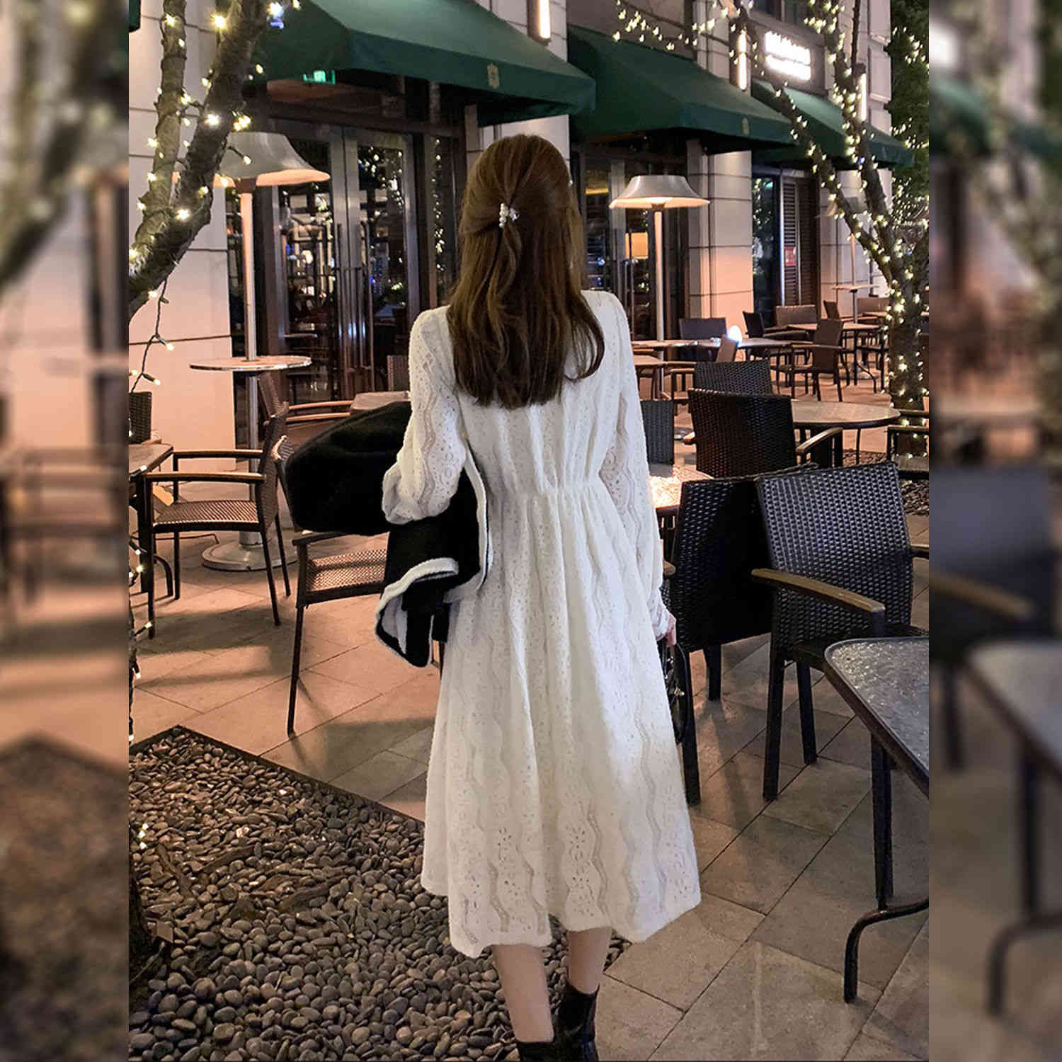 French Vintage Dress Women Spring Long Sleeve Lace Dress Korean O-Neck Fariy Elegant Retro Dress Female Button 210521