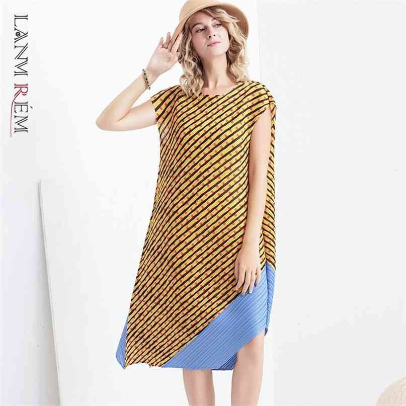 Summer Fashion Pleated Dresses For Women Hit Color Striped Patchwork Irregular Wave Short Sleeve Clothes YH926 210526, Yellow
Summer Fashion Pleated Dresses For Women Hit Color Striped Patchwork Irregular Wave Short Sleeve Clothes YH926 210526, Yellow