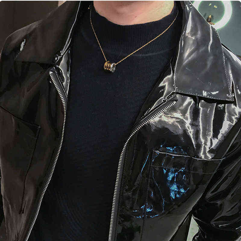 Red Leather Jacket Men PU Faux Leather Outerwear Fashion Casual Long Sleeve Turn Down Collar Zipper Biker Jacket Men Black M-3XL 211111