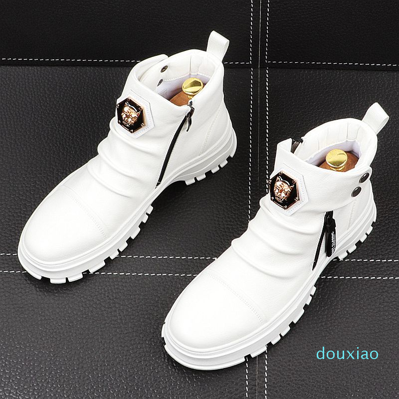 Men Fashion Casual Shoes Ankle Boots Spring Autumn Punk Style Rivets Trend Male Leather High Top Hip Hop Sneakers white green Footwear
Men Fashion Casual Shoes Ankle Boots Spring Autumn Punk Style Rivets Trend Male Leather High Top Hip Hop Sneakers white green Footwear
