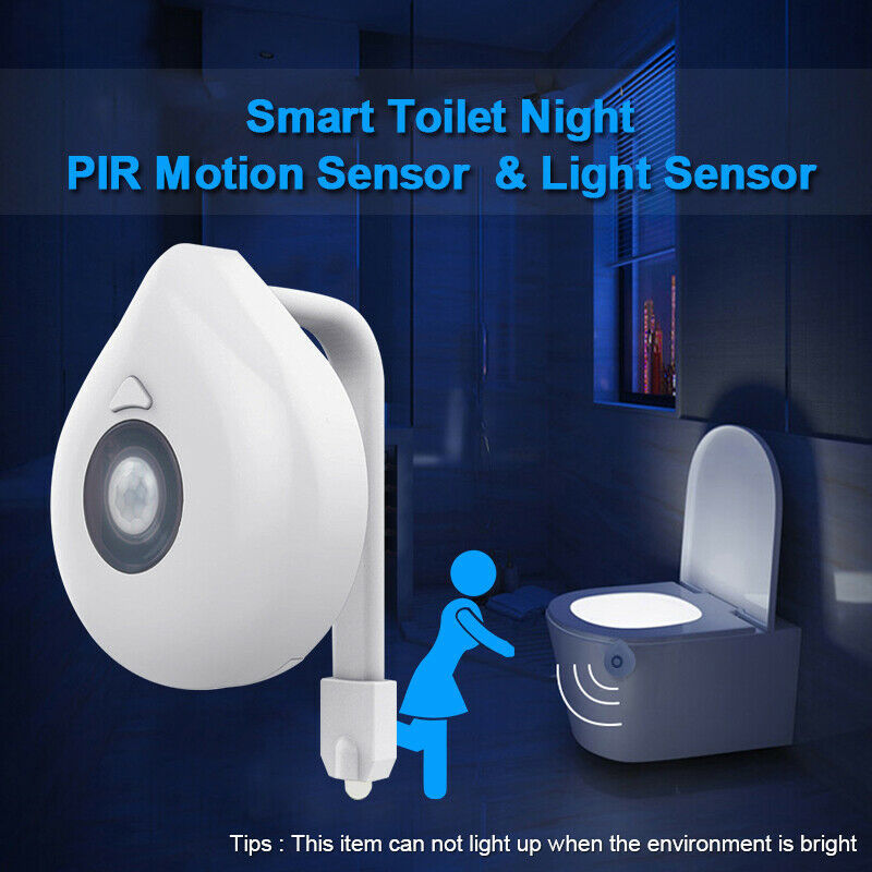 LED toilette veilleuse capteur de mouvement 8 couleurs siège de toilette veilleuse étanche rétro-éclairage pour WC LED Luminaria lampe en gros