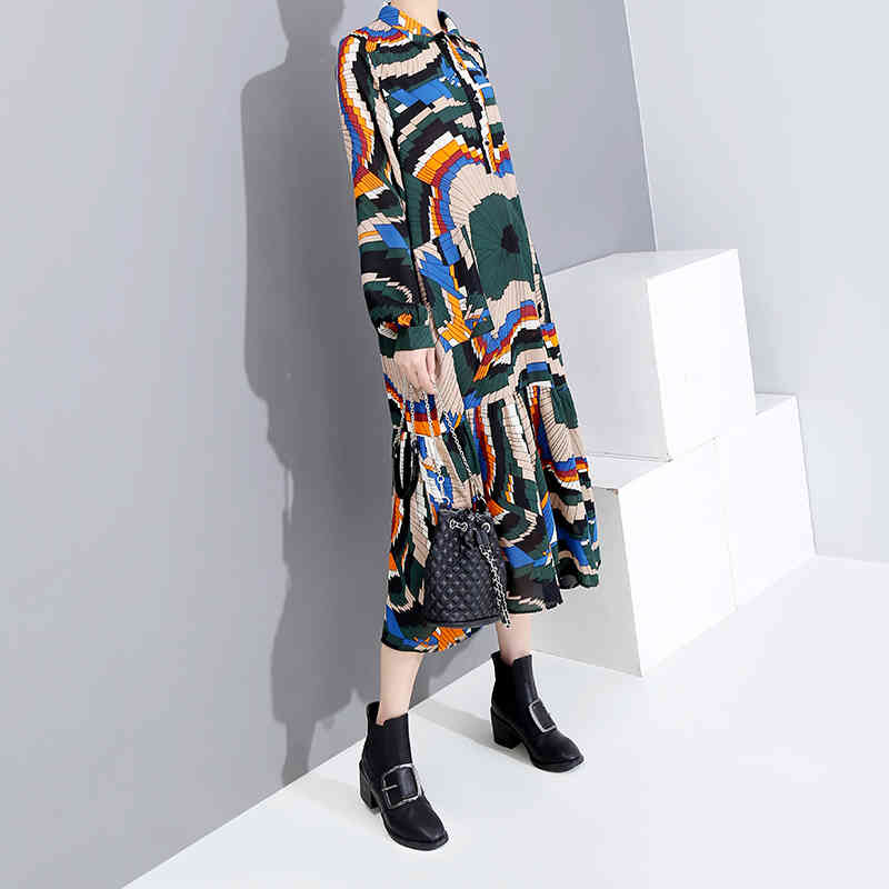 VKBN Summer Dress Woman Party Night Empire Long Sleeve Printing Plus Size Elegant Vestidos De Fiesta 210507