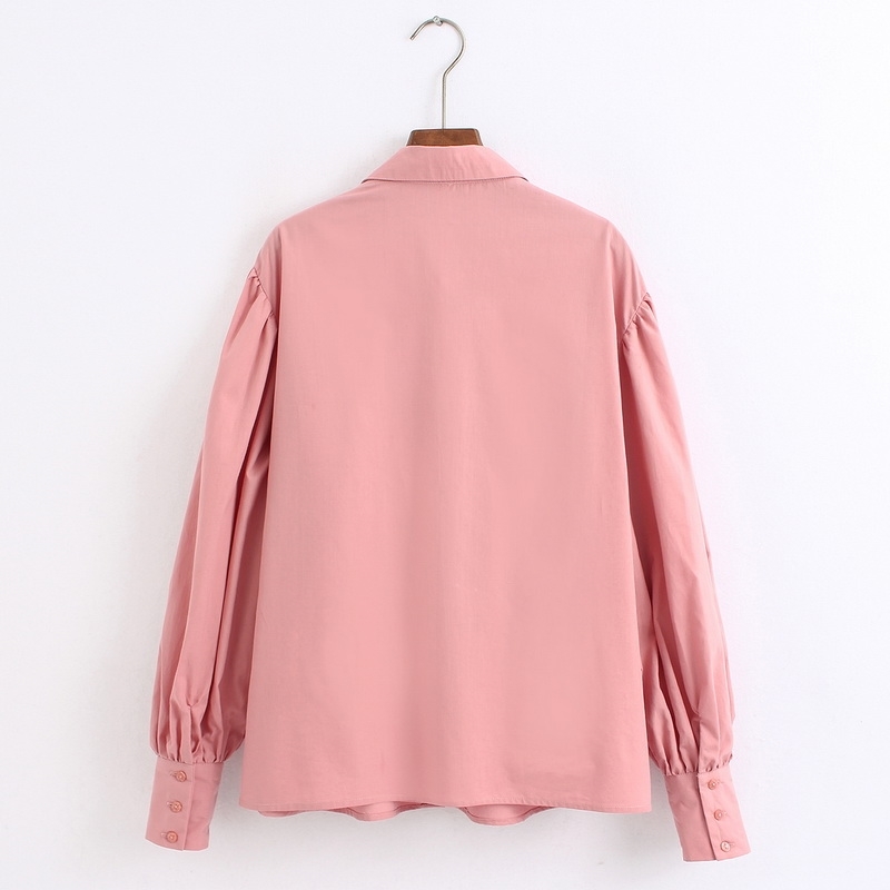 Women Ruffle Shirt Spring Fashion Long Sleeve Soft Poplin Pink Tops Modern Lady Loose Blouse 210602