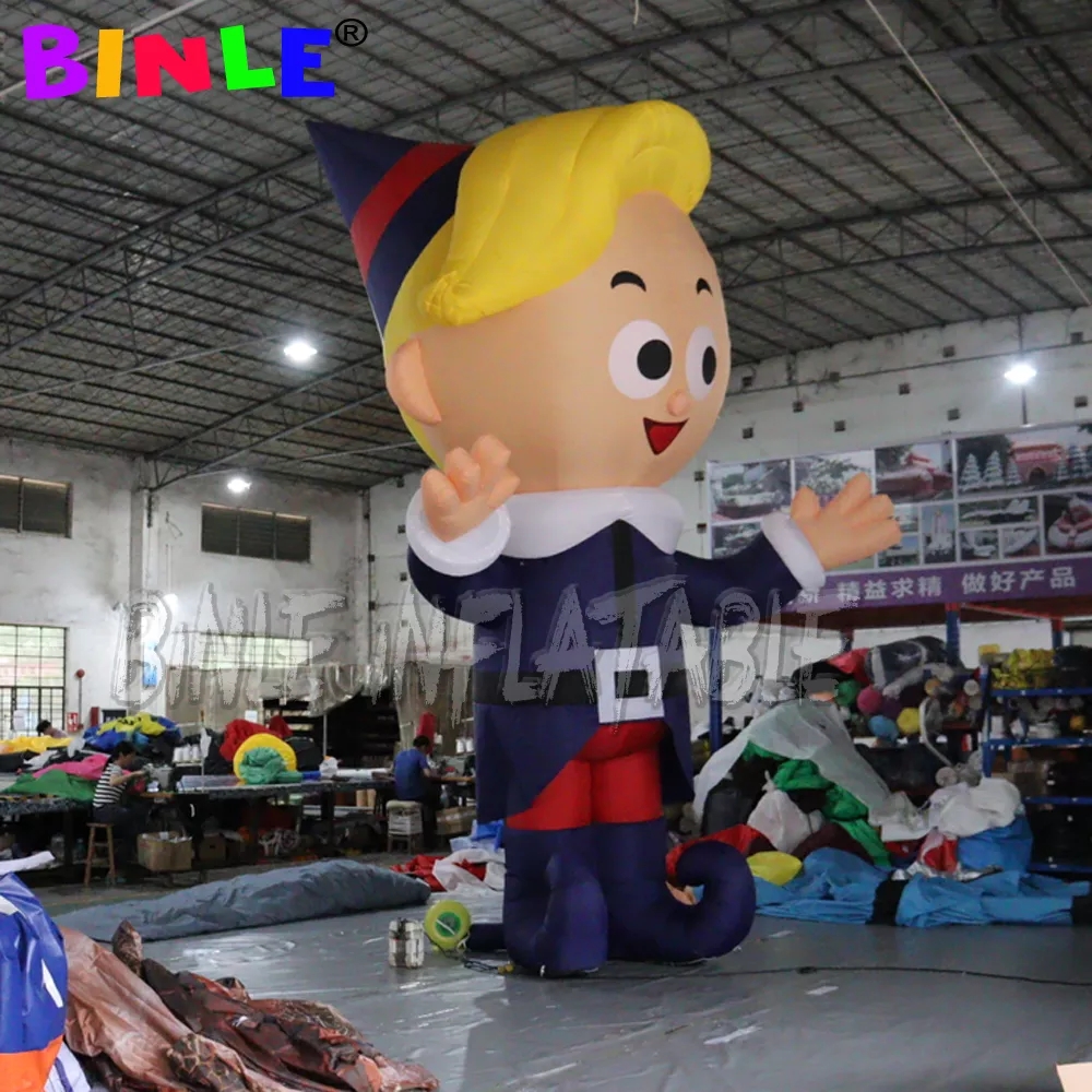 18ft giant outdoor decoration inflatable elf boy with led lights,inflatables cartooon character for christmas holiday events