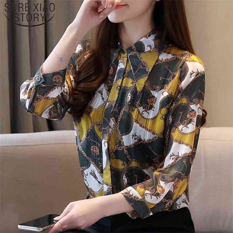 Blusas Mujer De Moda Elegant Vintage Floral Women Tops Spring Long Sleeve Print Shirt Office Lady Blouse 8520 50 210506