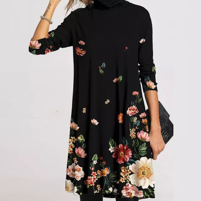2021elegant winter turtleneck warm mid dress women autumn vintage print long sleeve dress casual loose plus size dress vestidos 5xl, Black;gray
2021elegant winter turtleneck warm mid dress women autumn vintage print long sleeve dress casual loose plus size dress vestidos 5xl, Black;gray