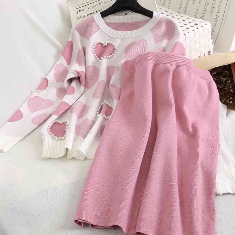 skirt Autumn Winter Sweet Love Beads Pullover Top Sweater + Elastic Waist 2 Korean Casual Knit Two Piece Set For Women NDPY, Black
skirt Autumn Winter Sweet Love Beads Pullover Top Sweater + Elastic Waist 2 Korean Casual Knit Two Piece Set For Women NDPY, Black