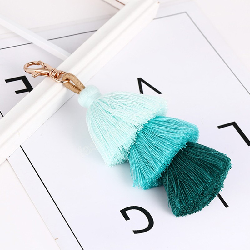 Multilayer Tassel Keychain Keyrings Bag Charm Jewelry Big Key Chain Key Holder Boho Handmade Pom Pom Vintage Fashion Accessories