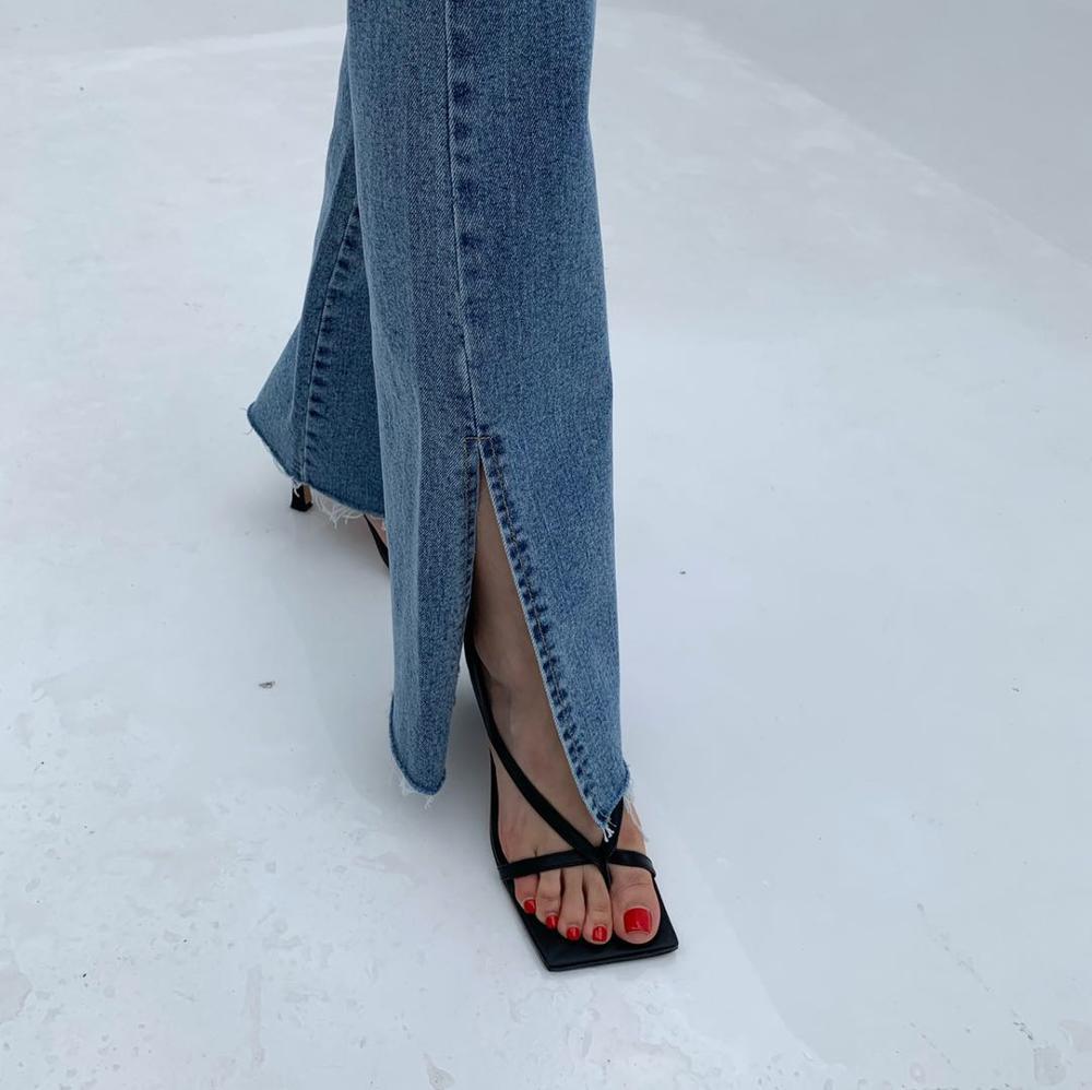 Vintage Work High Waist Flare Pants Women OL Skinny Denim Arrival Autumn Spring Jeans Trousers Femme 210421