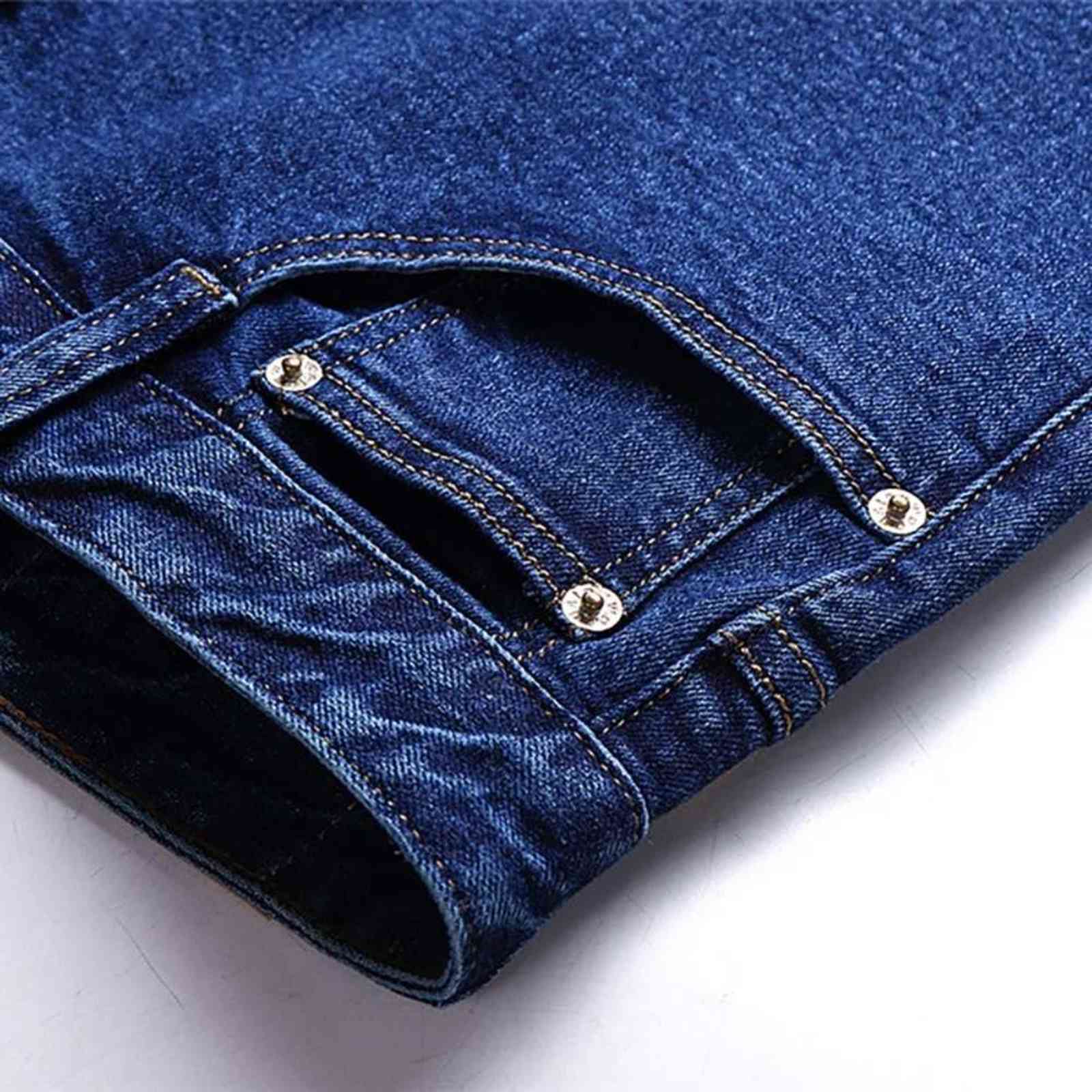 TIGER CASTLE Mens High Waist Jeans Cotton Thick Classic Stretch Black Blue Male Denim Pants Spring Autumn Men Trousers 211111