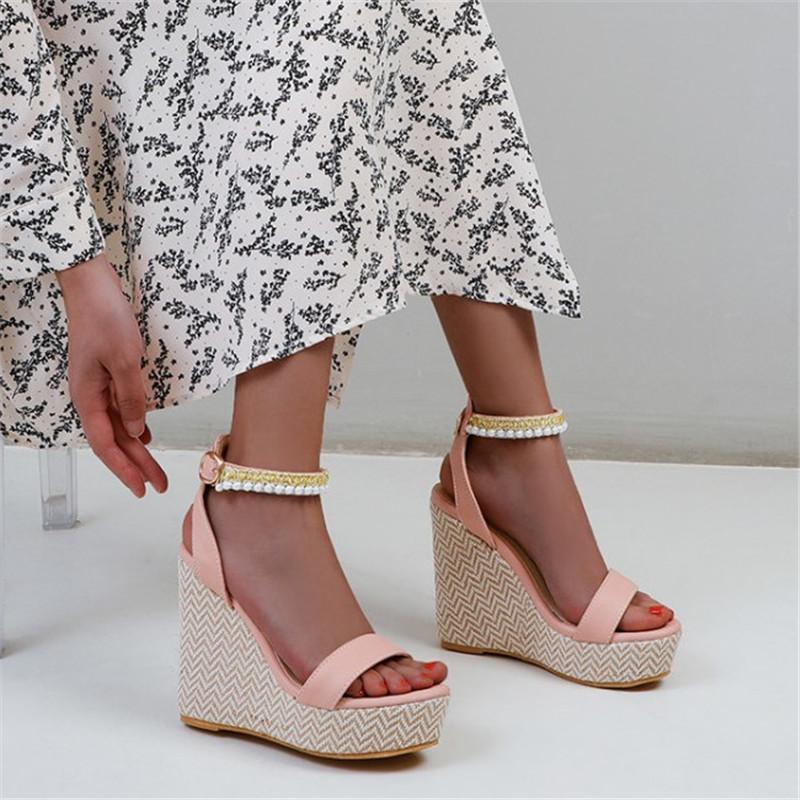 Bohemia String Beads Women Beach Sandals Wedge High Heels Platform Shoes Ankle Strap Large Size 34-48 Pink Blue White OL
Bohemia String Beads Women Beach Sandals Wedge High Heels Platform Shoes Ankle Strap Large Size 34-48 Pink Blue White OL