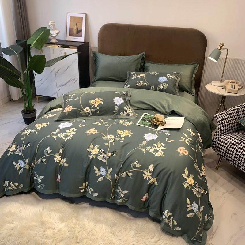 Luxury Egyptian Cotton Bedding HD Print Clear Pattern Trees Branches Birds Duvet Cover Set Bed Sheet Pillowcases Queen King Size Sets
