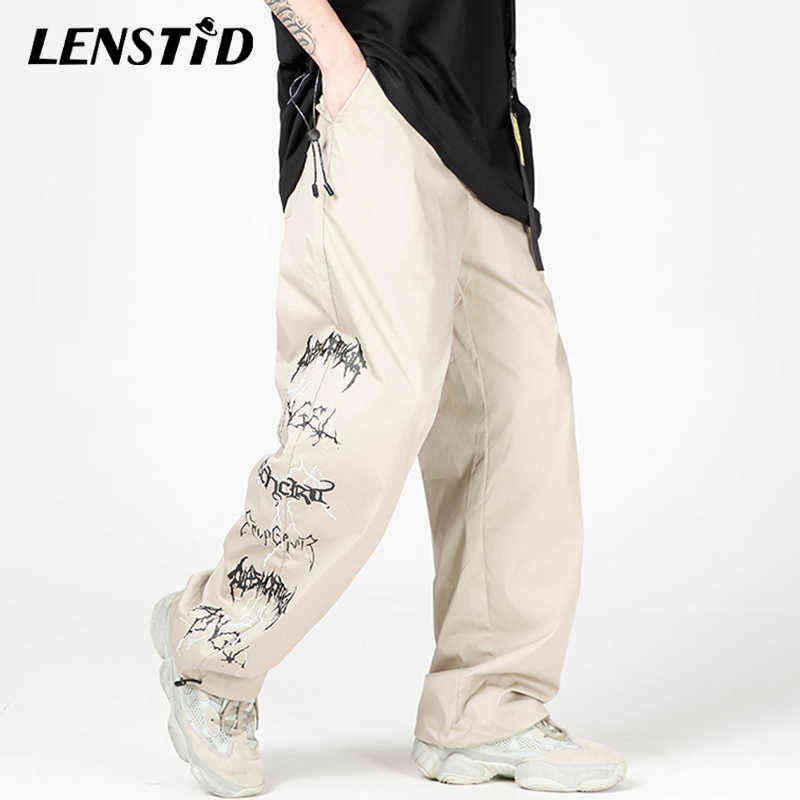 LENSTID Men Hip Hop Lightning Printed Baggy Joggers Pants Harajuku Streetwear Sweatpants Casual Summer Harem Track Trousers 211112