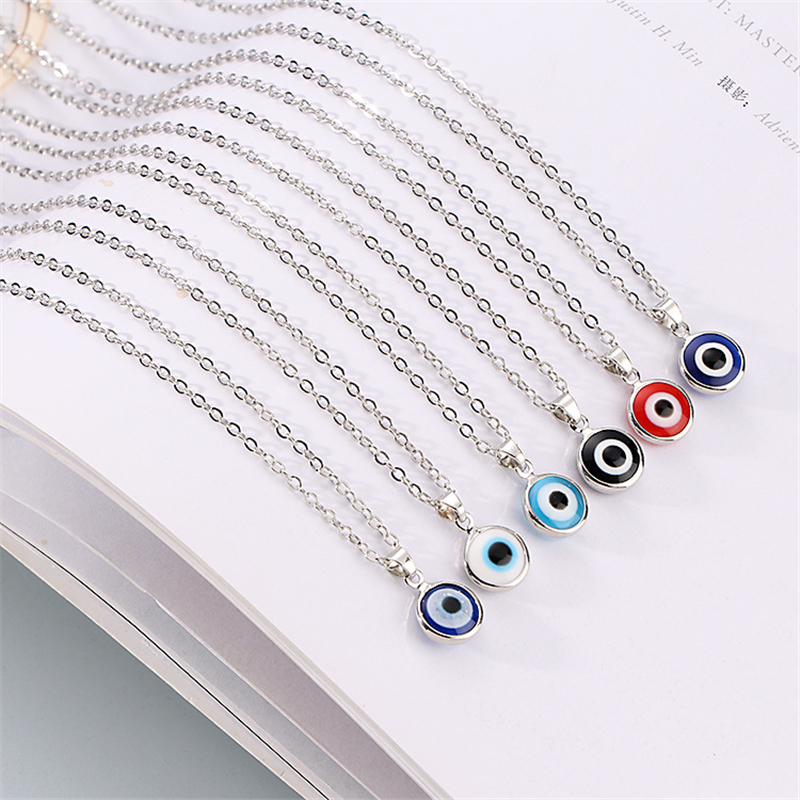 Blue Evil Eye Choker Necklaces Round Pendant Clavicle Necklace Silver Gold Disc Lucky Charm Jewelry Fashion Design Turkish Devil Eyes Birthday Gifts for Women Girls
Blue Evil Eye Choker Necklaces Round Pendant Clavicle Necklace Silver Gold Disc Lucky Charm Jewelry Fashion Design Turkish Devil Eyes Birthday Gifts for Women Girls