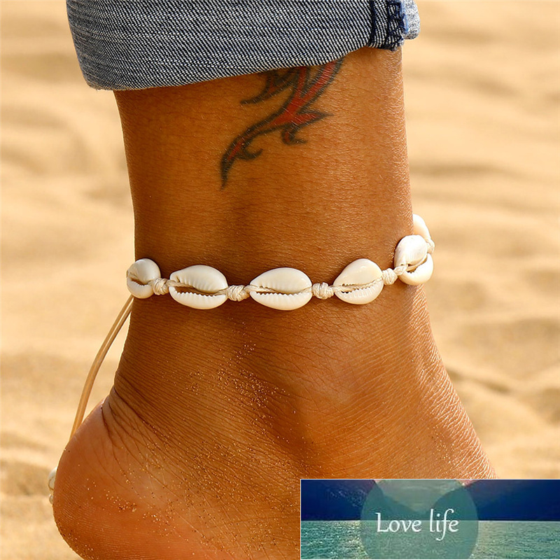 Bohemian Shell Anklets for Women Handmade Leather Woven Natural Shell Foot Jewelry Summer Beach Barefoot Bracelet ankle on Leg Factory price expert design Quality