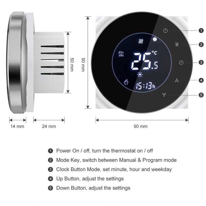 Smart Home Control Wifi Voice Remote Boiler Thermostat Backlight 3A Weekly Programmable LCD Touch Screen Work With Alexa Google