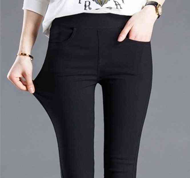 Womens Elastic High Waist Pockets Legging for Women Skinny Leggins Femme Black White Pantalones De Mujer Casual Pencil Pants 211115