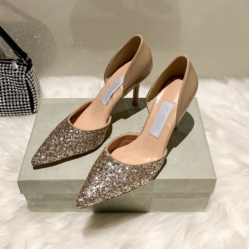 Glitter Sandals Classics High Heels Women Dress Shoes Elegant Leather Wedding Pumps Ladies Fashion Black Slippers
Glitter Sandals Classics High Heels Women Dress Shoes Elegant Leather Wedding Pumps Ladies Fashion Black Slippers