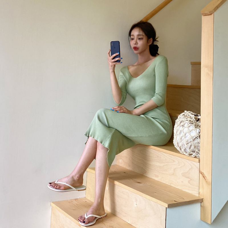 Women Dress Knitted Long Maxi Oversize Knitting Vestidos Elastic Bodycon Womens Dresses Summer Sexy Slim Skinny Plus Size 210417Z