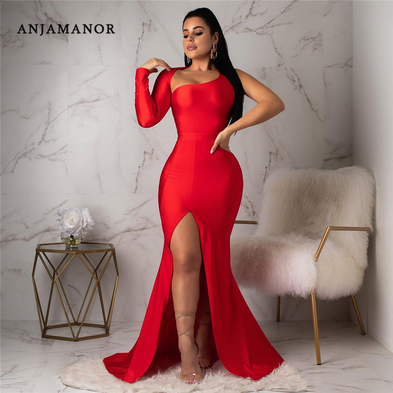 ANJAMANOR Sexy Party Dresses for Women Solid One Shoulder Backless Long Sleeve High Split Maxi Dress Black Red Blue D53-CC32
ANJAMANOR Sexy Party Dresses for Women Solid One Shoulder Backless Long Sleeve High Split Maxi Dress Black Red Blue D53-CC32