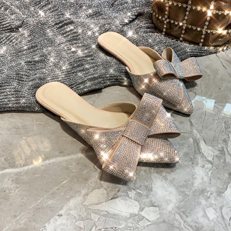 Pointed Toe Baotou Half Slippers Women's Summer Wear 2021 Style Crystal Bow Lazy Flat Shoes, Black
Pointed Toe Baotou Half Slippers Women's Summer Wear 2021 Style Crystal Bow Lazy Flat Shoes, Black