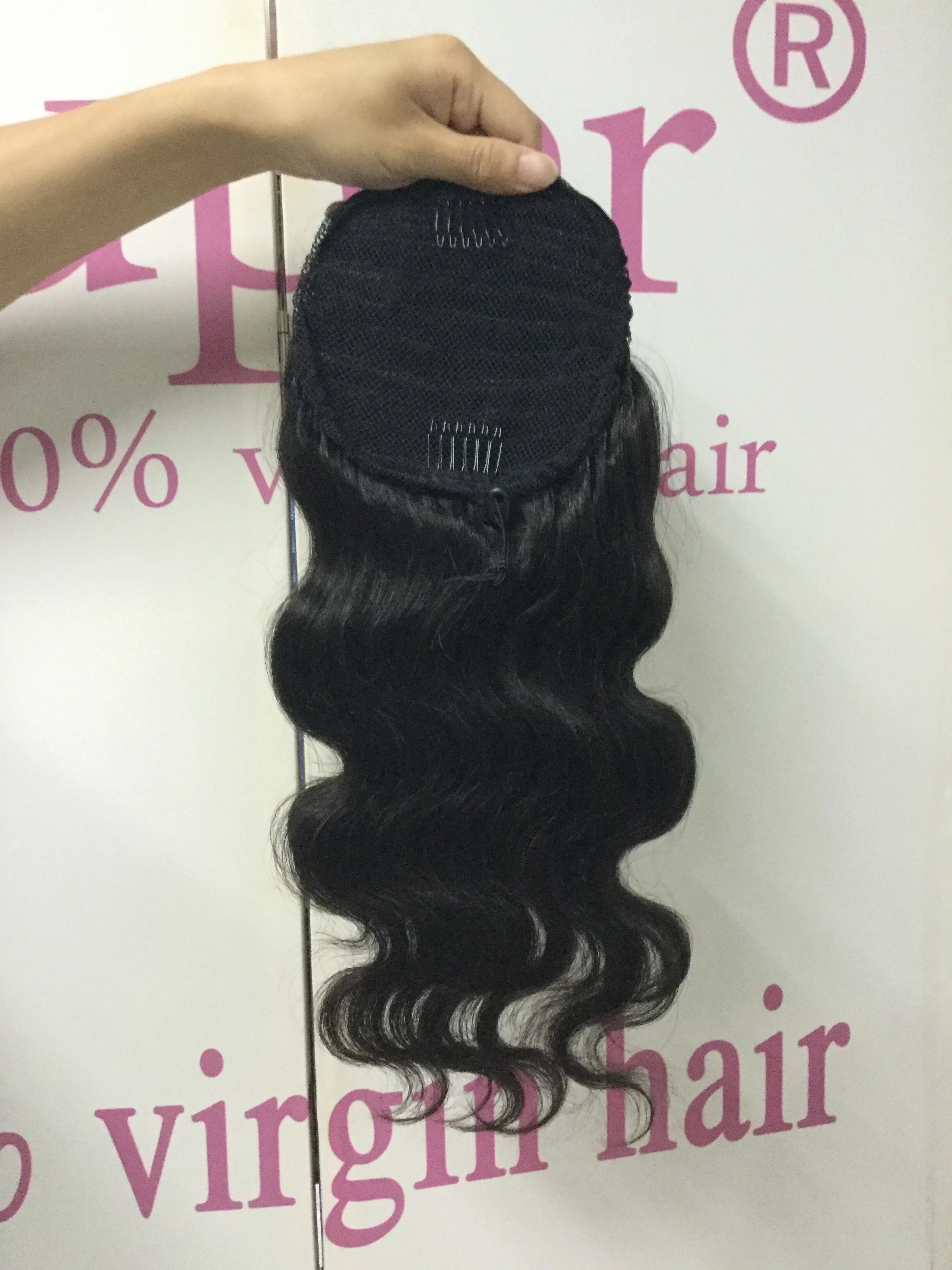 Perfect high ponytail body wave human hairpiece wraps around loose wavy pony tail for any occasion puff bun updo clip in hair extension 120g