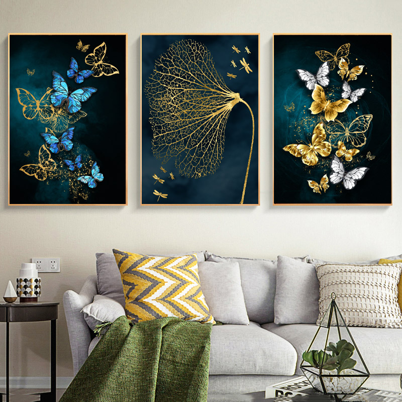 Modern Large Size Abstract Butterfly Poster Canvas Painting Wall Art Beautiful Animal Pictures HD Printing For Living Room Decor