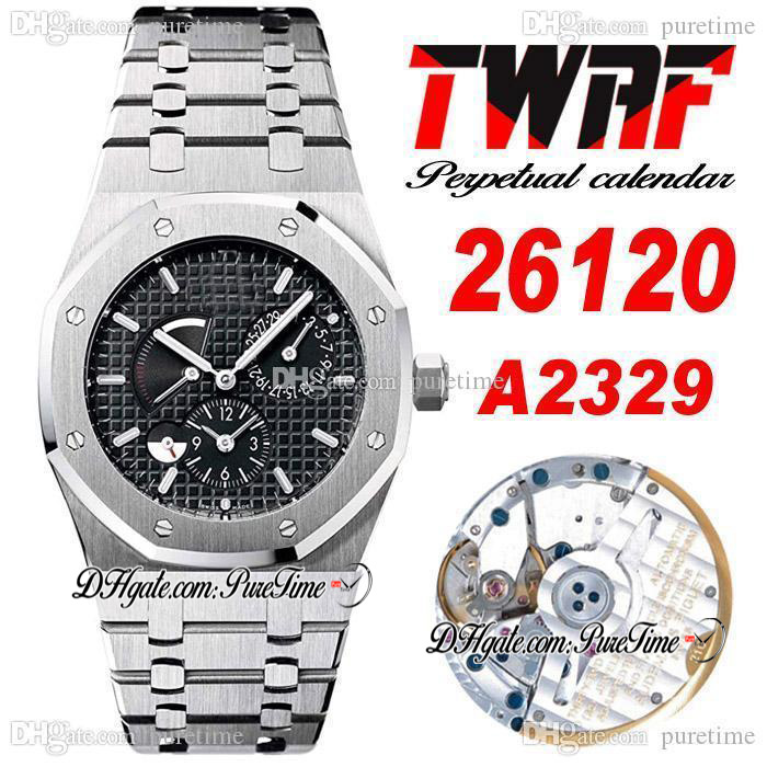 TWAF 41mm 2612 Dual Time Power Reserve A2329 Automatic Mens Watch Black Textured Dial White Stick Stainless Steel Bracelet Super Edition Watches Puretime A1, Custom enhanced waterproofing service
TWAF 41mm 2612 Dual Time Power Reserve A2329 Automatic Mens Watch Black Textured Dial White Stick Stainless Steel Bracelet Super Edition Watches Puretime A1, Custom enhanced waterproofing service