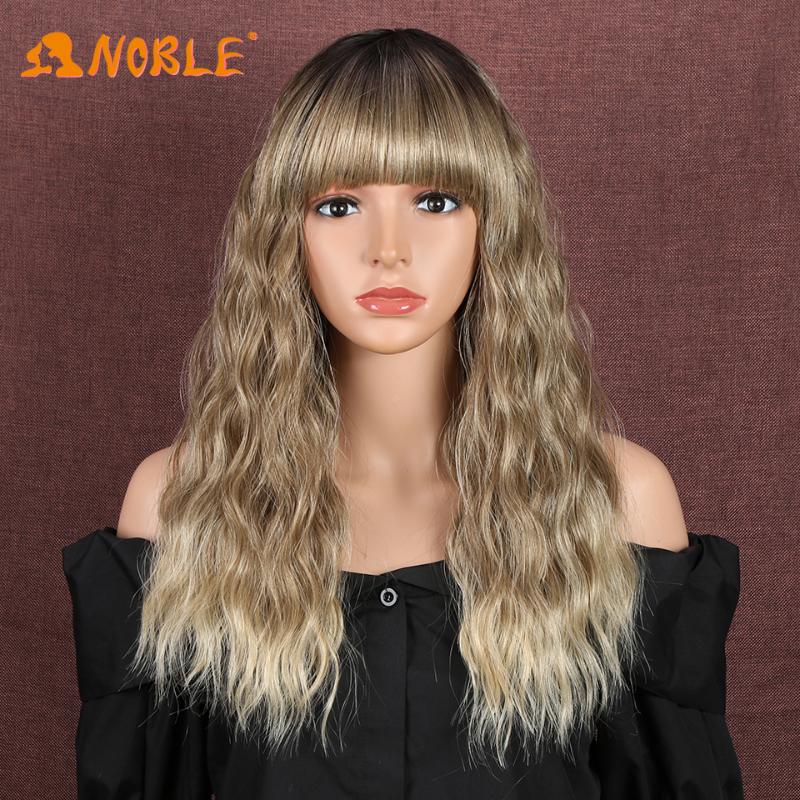 Synthetic Wigs Noble Girl With Bangs Pink Color Wig Short Wavy Ombre Heat Resistant Hair For Women