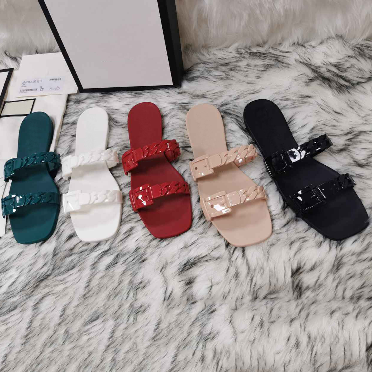 Women sandals slippers slides Rubber Slide Slipper platform flat heel Retro Sexy Sandal Candy Colors with logo box, Black
Women sandals slippers slides Rubber Slide Slipper platform flat heel Retro Sexy Sandal Candy Colors with logo box, Black