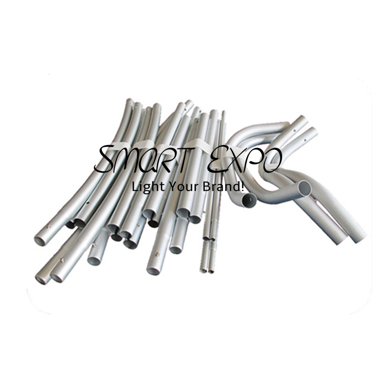 8ft Horizontal Curved Tension Fabric Exhibition Display Retail Supplies with Thick Aluminum Tube Printed Graphic Portable Carry Bag