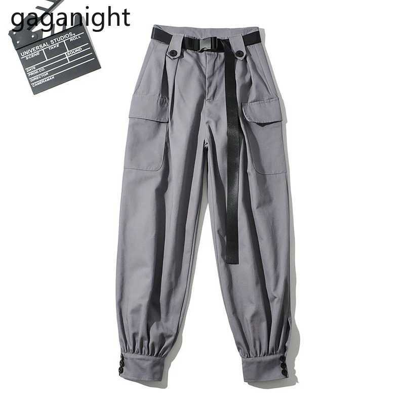 Streetwear Cargo Pant Casual Joggers High Waist Loose Female Long Trousers Sashes Ladies Hip Hop Dace 210601