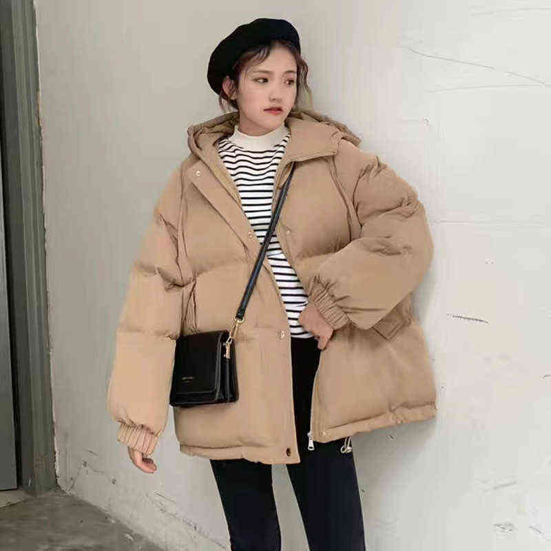 Women Parkas jacket Fashion solid thick warm winter hooded jacket coat winter parkas solid outwear jacket 211130