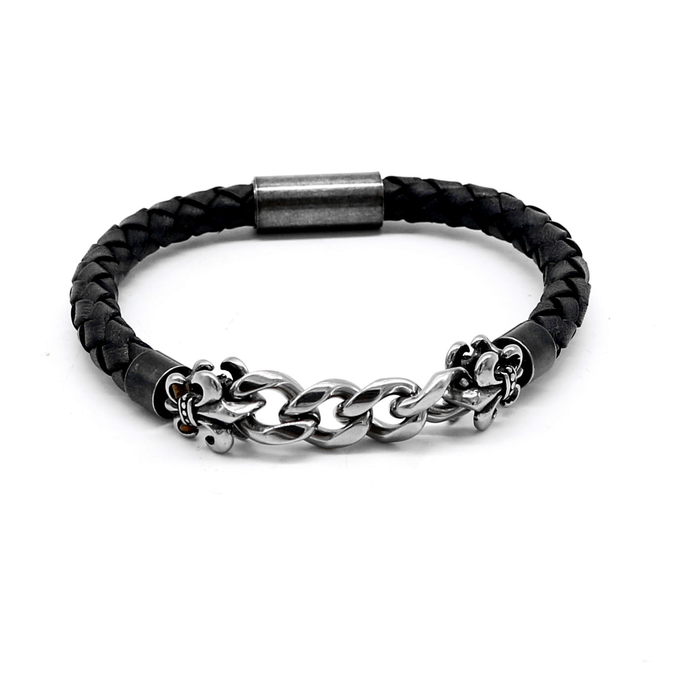 Chrome New Leather Rope Jewelry Personalized Titanium Steel Chain Design Woven Black Bracelet for Men and Women Hearts
Chrome New Leather Rope Jewelry Personalized Titanium Steel Chain Design Woven Black Bracelet for Men and Women Hearts