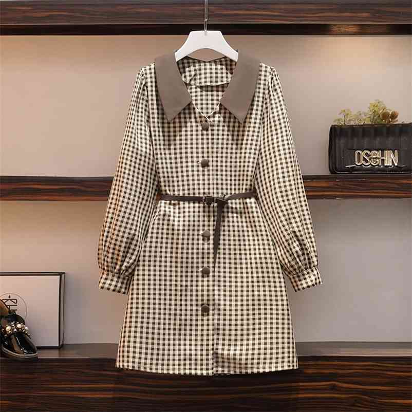 Women Vintage Khaki Plaid Dress Autumn Turn Down Collar Long Sleeve Single-breasted Shirt Dresses Mini 210519
Women Vintage Khaki Plaid Dress Autumn Turn Down Collar Long Sleeve Single-breasted Shirt Dresses Mini 210519