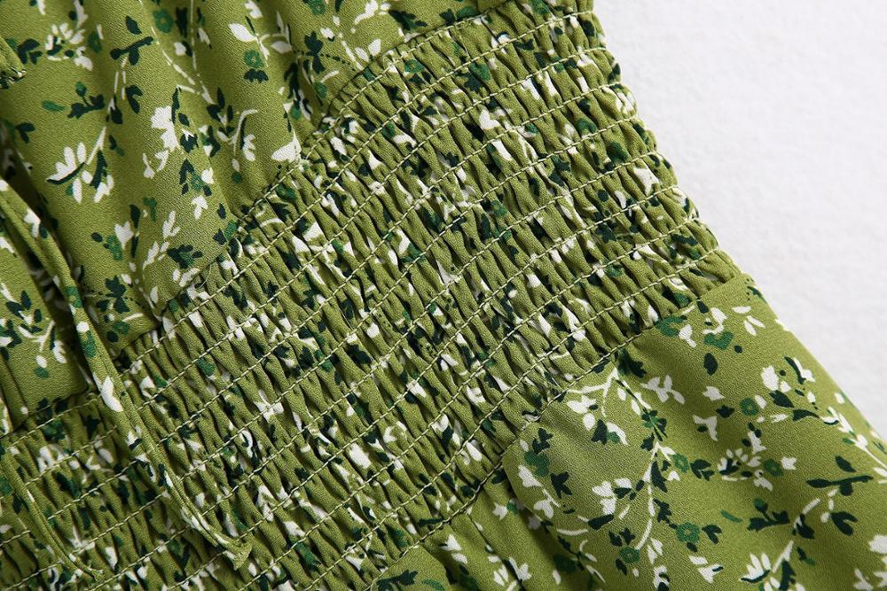 Women Floral Print Summer Dress Chiffon Fashion Elastic Bust Lining Inside Spaghetti Strap Mid Long Dresses 210429