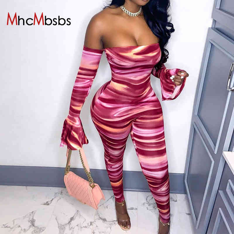 Women Print Jumpsuit Flare Long Sleeve Off Shoulder Overall Bodycon Strapless Romper Sexy Club Party Outfits Spring 210517, Pink
Women Print Jumpsuit Flare Long Sleeve Off Shoulder Overall Bodycon Strapless Romper Sexy Club Party Outfits Spring 210517, Pink