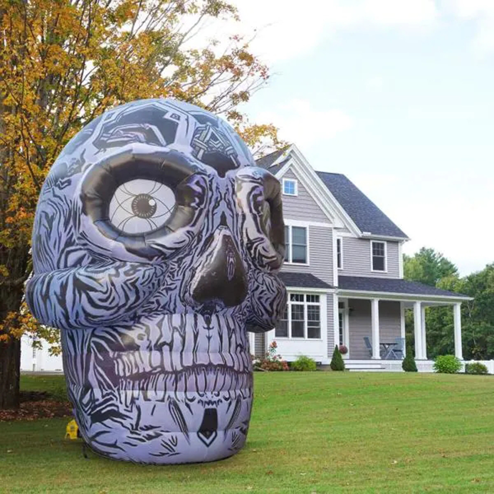 Free ship huge Inflatable Grey Printed Skull head giant ghost skeleton Air Model Toy for Halloween Festival Decoration
