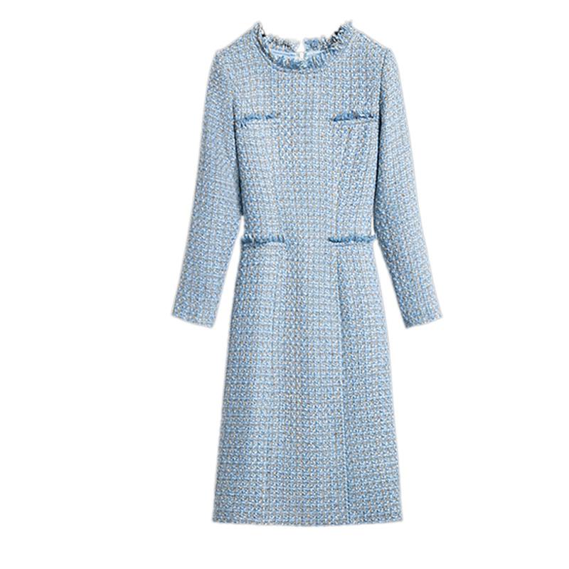 Casual Dresses Tweed Blue Plaid Dress Bright Wire Braided Spring / Autumn Women' Fashion Houndstooth Silk, Sky blue
Casual Dresses Tweed Blue Plaid Dress Bright Wire Braided Spring / Autumn Women' Fashion Houndstooth Silk, Sky blue