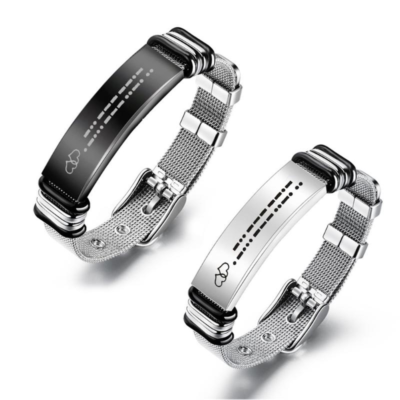 Charm Bracelets FOREVER I LOVE YOU Morse Code Bracelet For Woman Men Mesh Stainless Steel Couple Wristband Promise Unisex Jewelry
Charm Bracelets FOREVER I LOVE YOU Morse Code Bracelet For Woman Men Mesh Stainless Steel Couple Wristband Promise Unisex Jewelry
